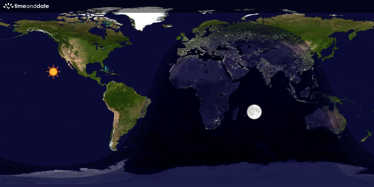 Verdenskart som viser dag og natt 