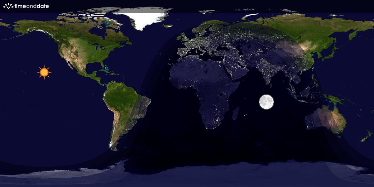 Verdenskart som viser dag og natt 