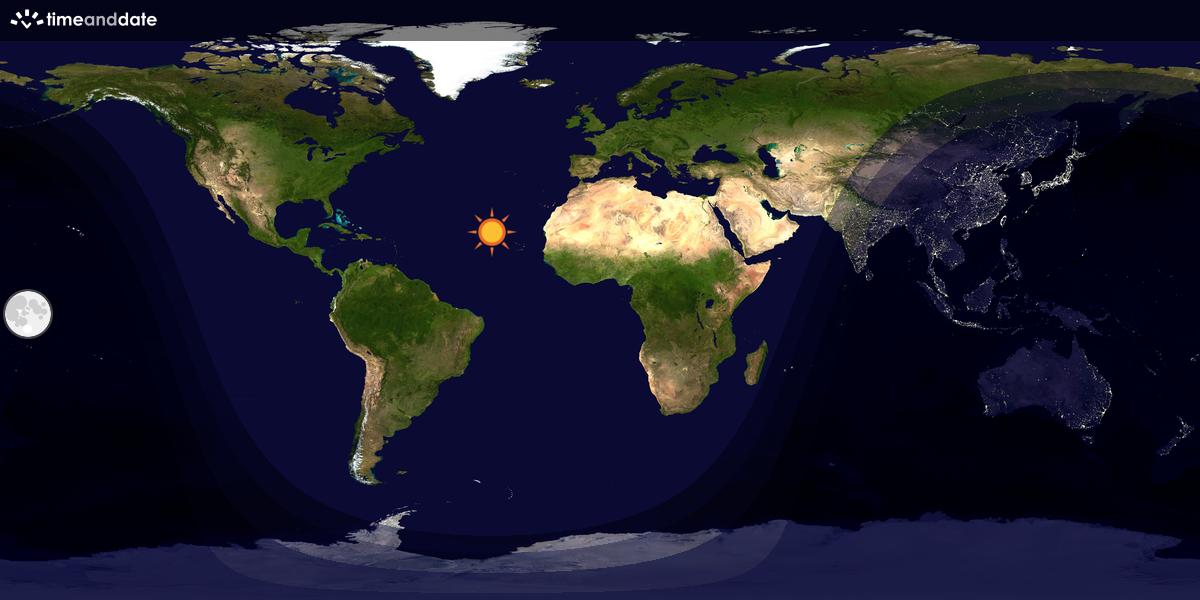 Verdenskart som viser dag og natt 