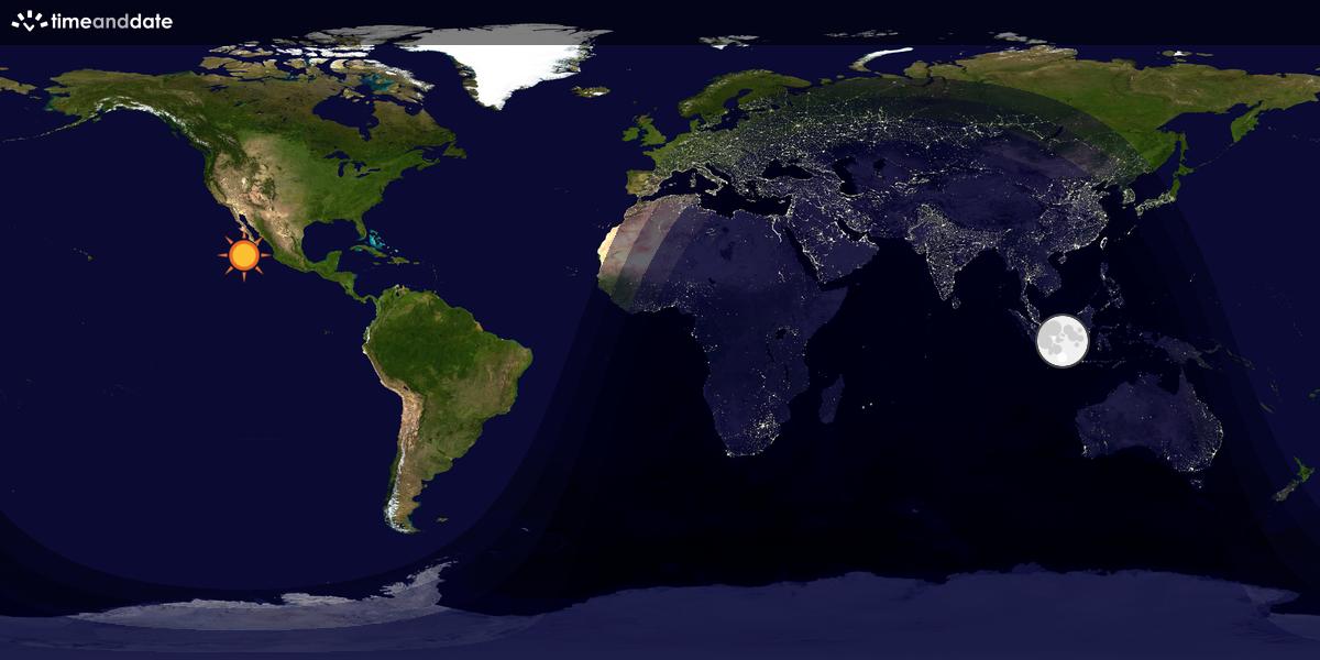 Verdenskart som viser dag og natt 