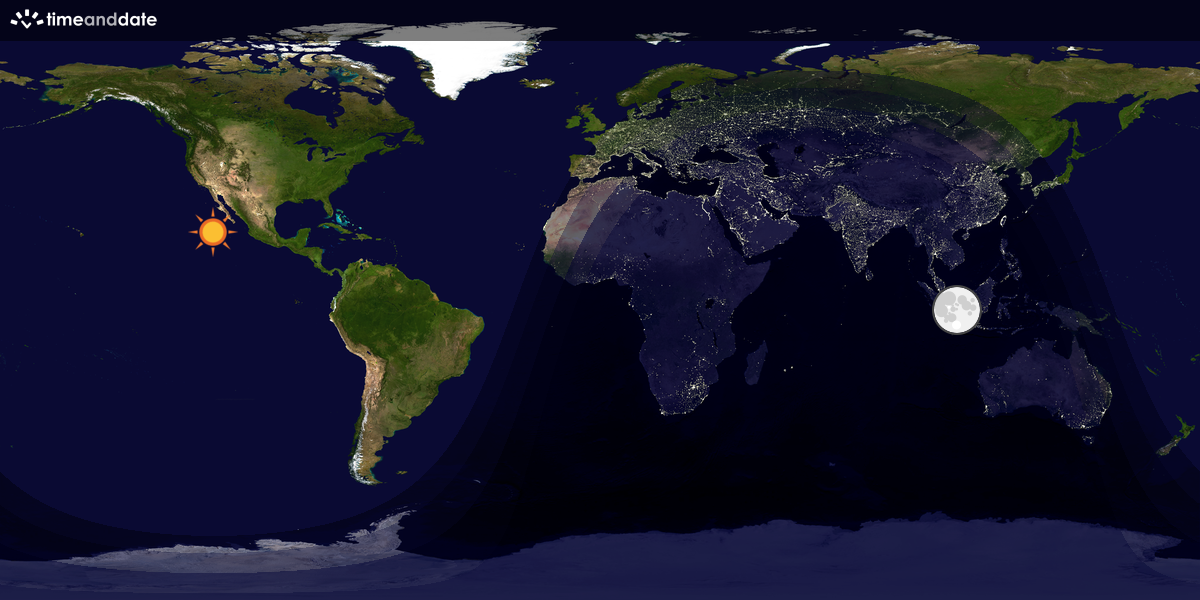 Verdenskart som viser dag og natt 