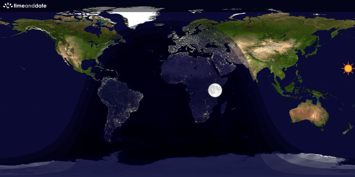 Verdenskart som viser dag og natt 