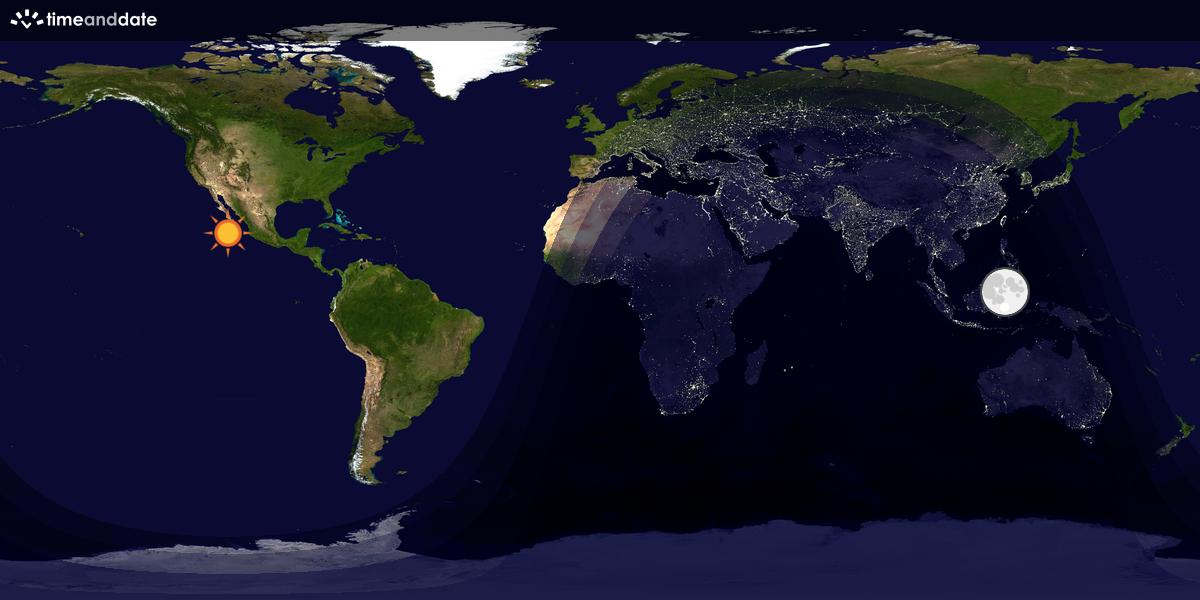 Verdenskart som viser dag og natt 