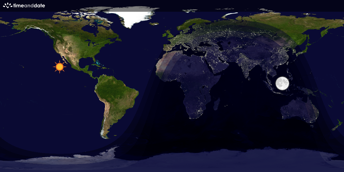 Verdenskart som viser dag og natt 