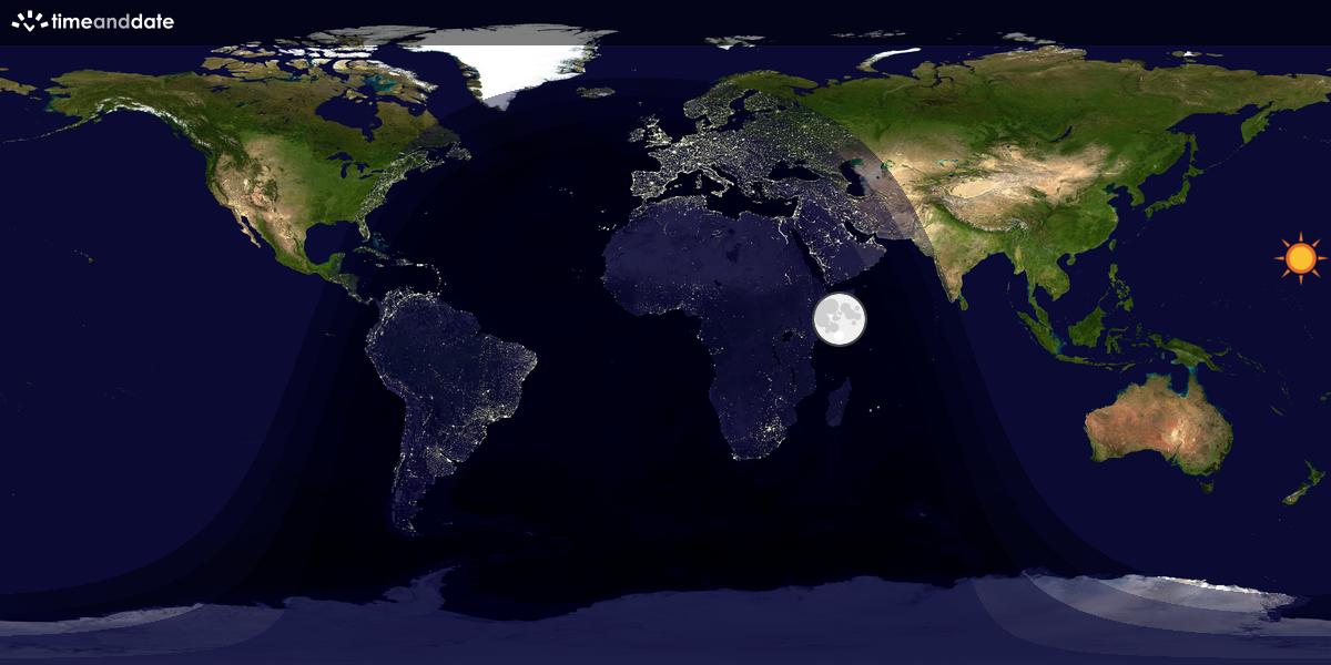 Verdenskart som viser dag og natt 