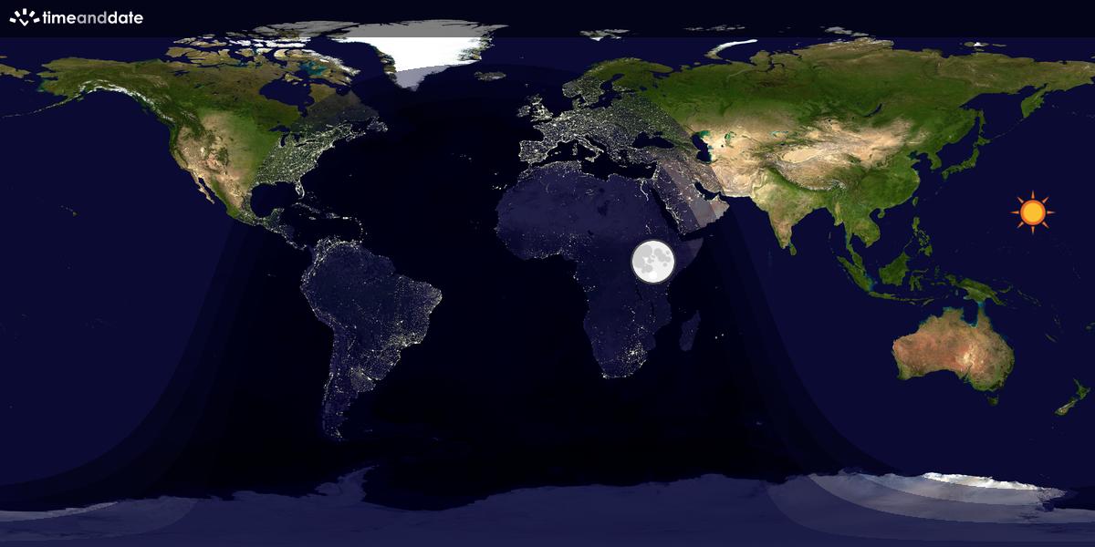 Verdenskart som viser dag og natt 