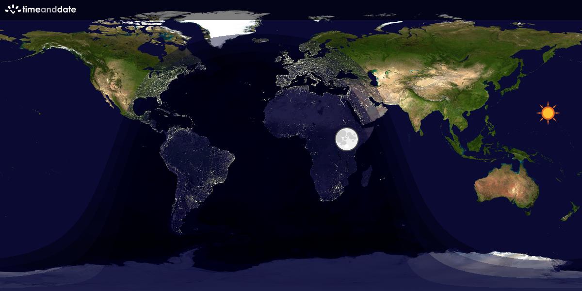 Verdenskart som viser dag og natt 