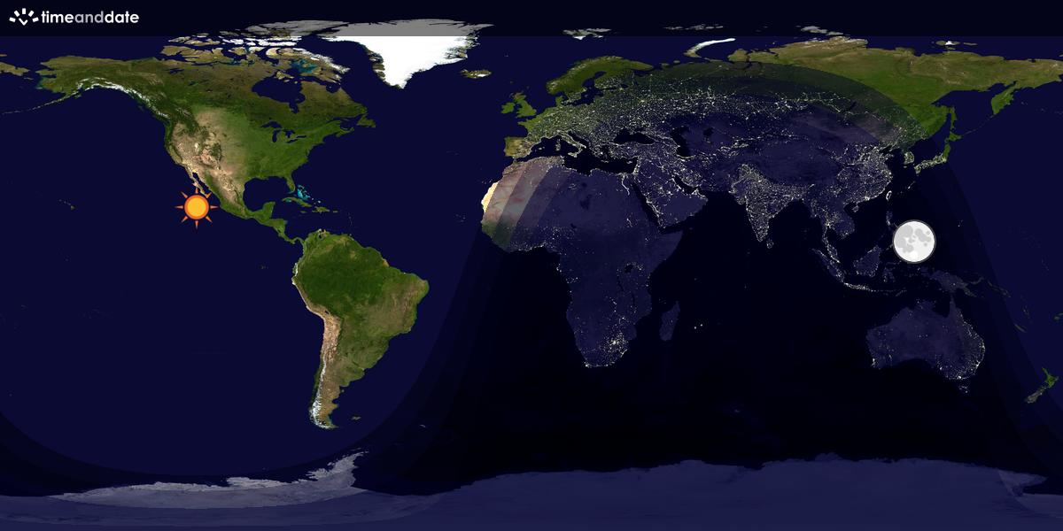 Verdenskart som viser dag og natt 