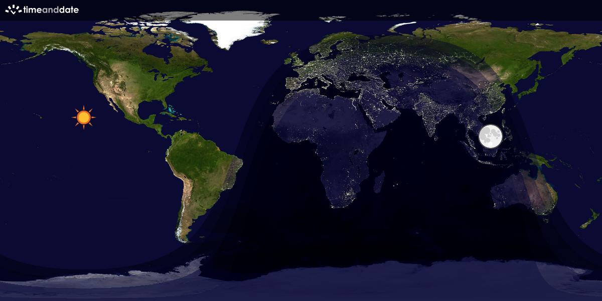 Verdenskart som viser dag og natt 