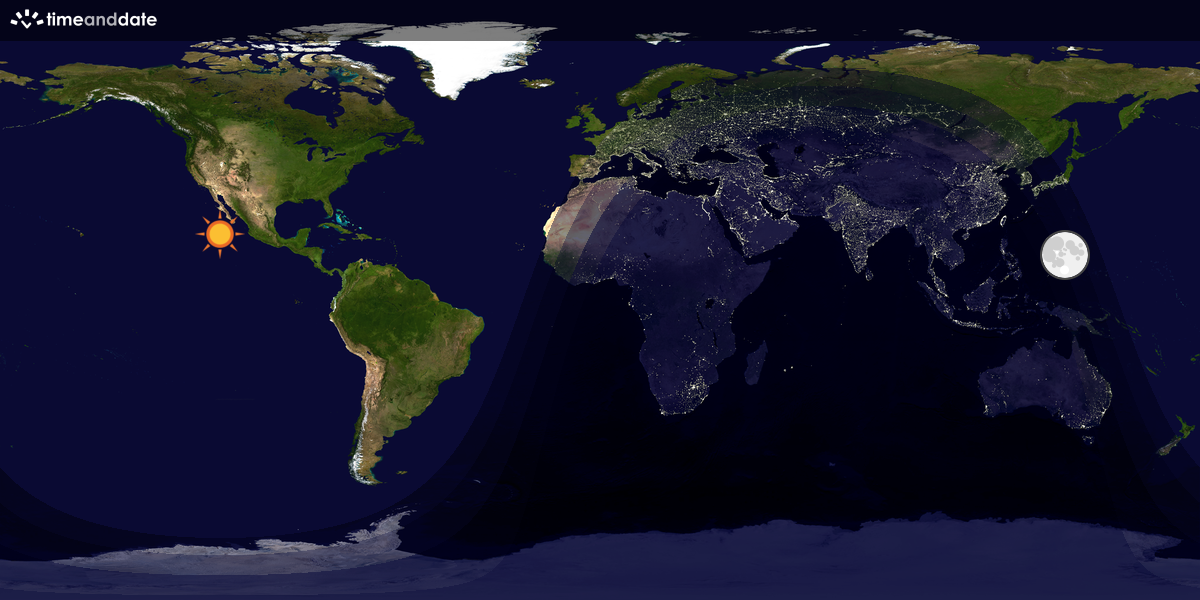 Verdenskart som viser dag og natt 