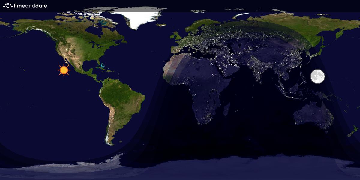 Verdenskart som viser dag og natt 