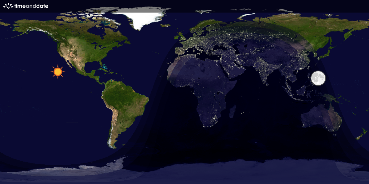 Verdenskart som viser dag og natt 