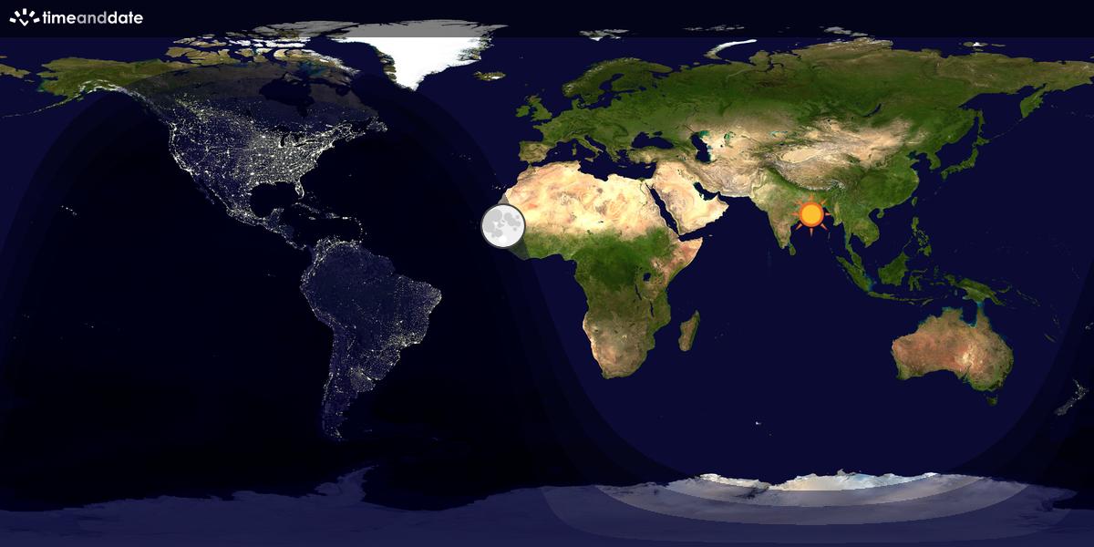 Verdenskart som viser dag og natt 
