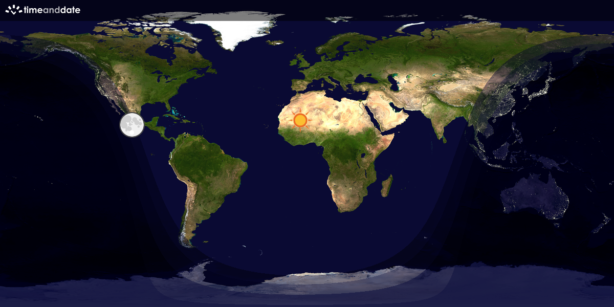 Verdenskart som viser dag og natt 