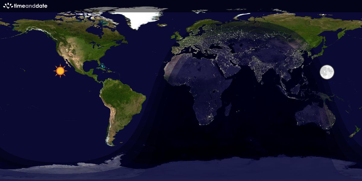 Verdenskart som viser dag og natt 