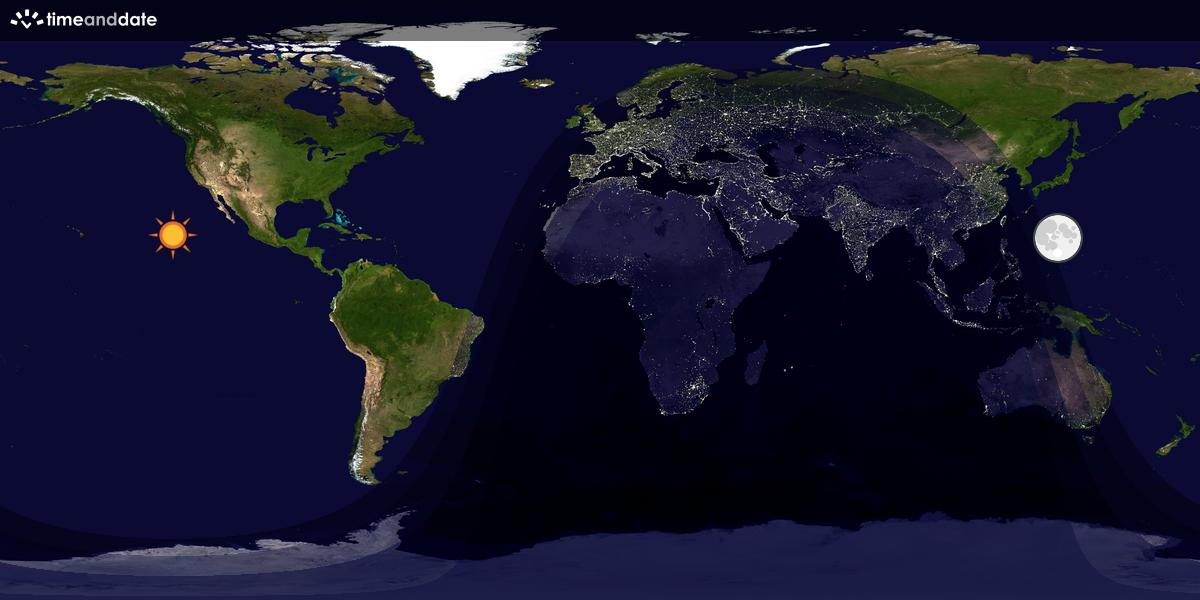 Verdenskart som viser dag og natt 