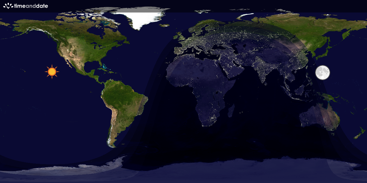 Verdenskart som viser dag og natt 