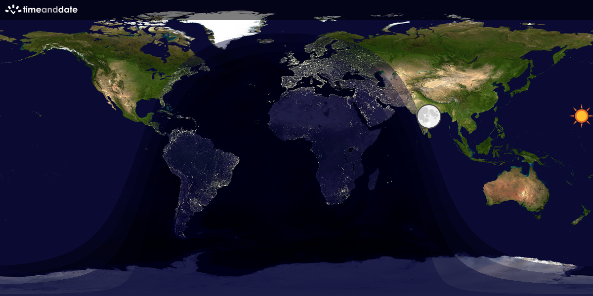 Verdenskart som viser dag og natt 