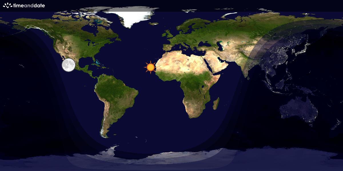 Verdenskart som viser dag og natt 