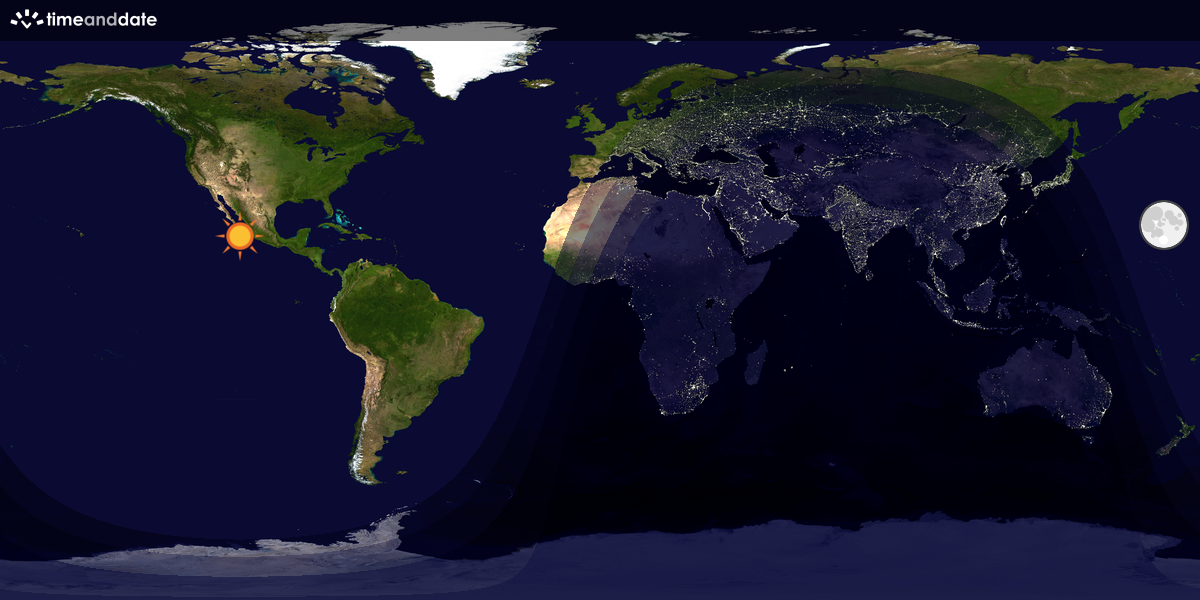 Verdenskart som viser dag og natt 