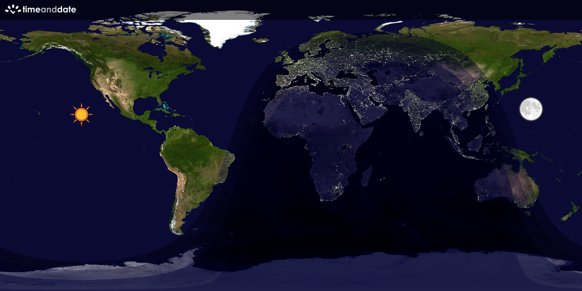 Verdenskart som viser dag og natt 