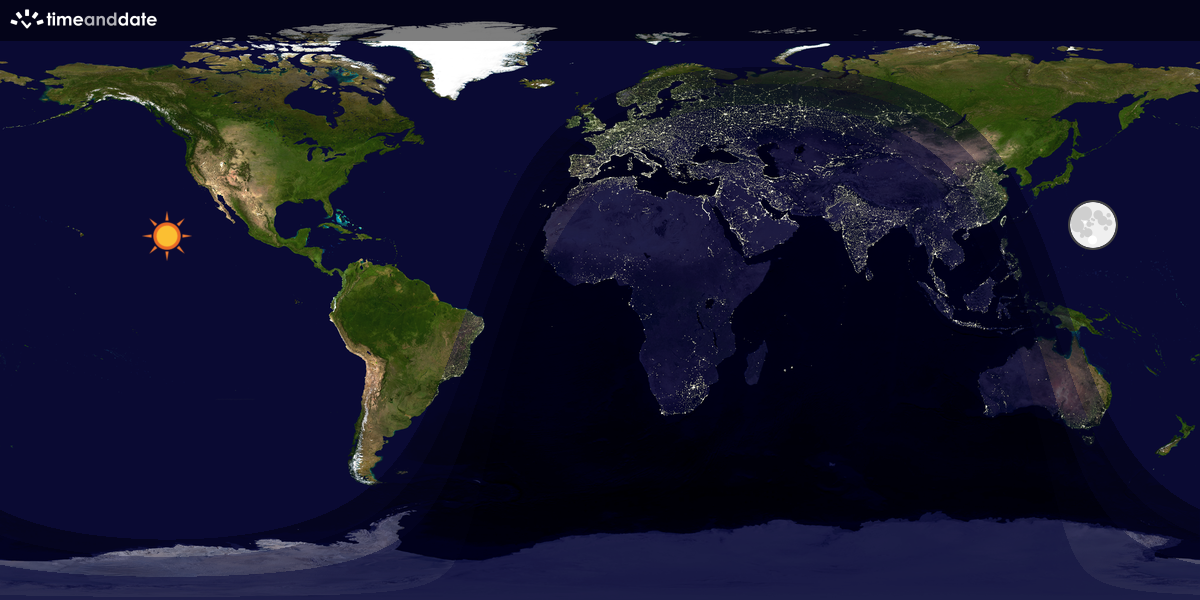 Verdenskart som viser dag og natt 