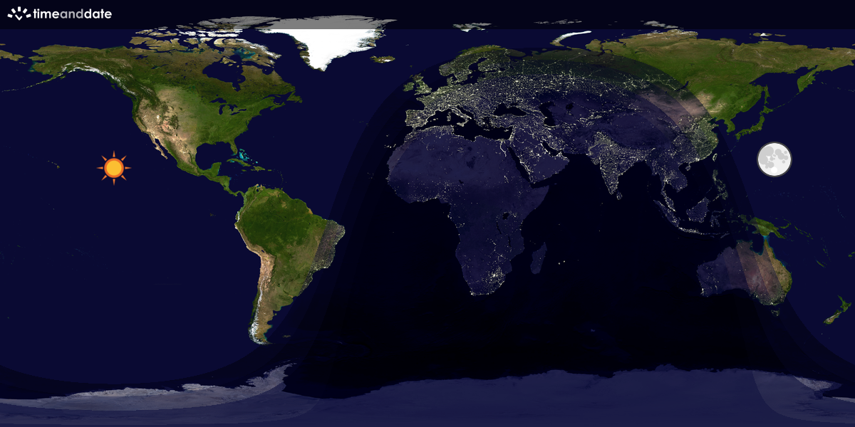 Verdenskart som viser dag og natt 