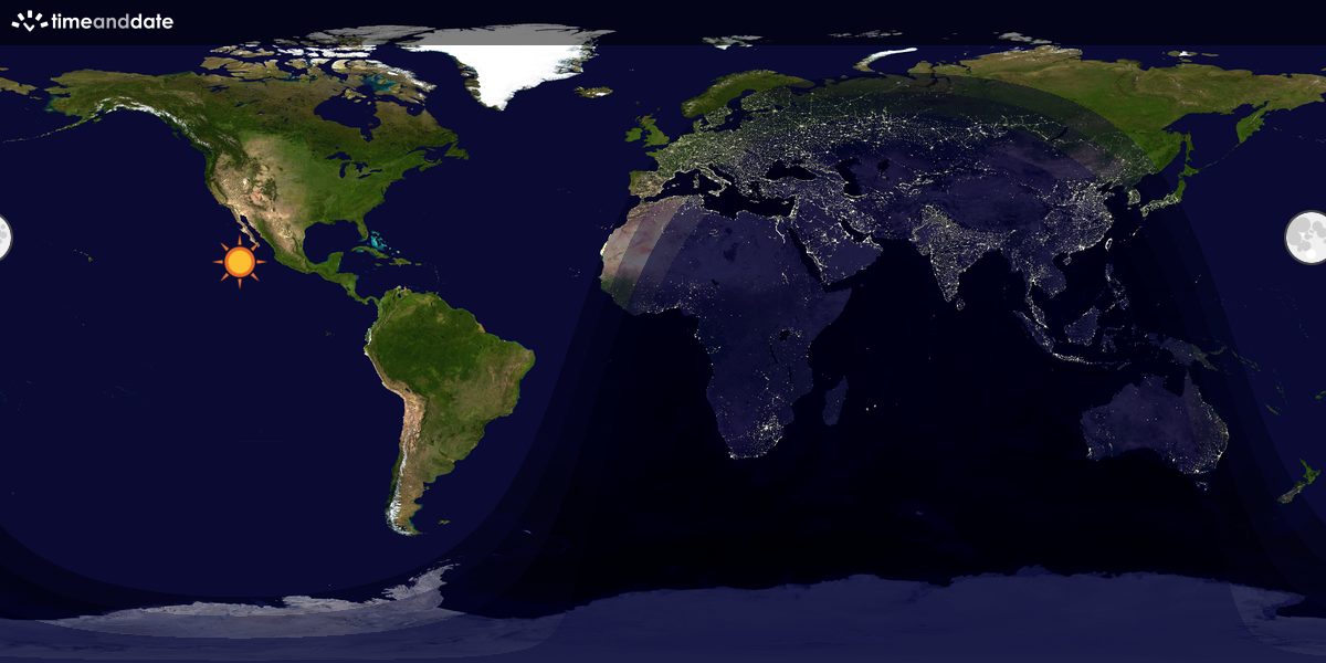 Verdenskart som viser dag og natt 