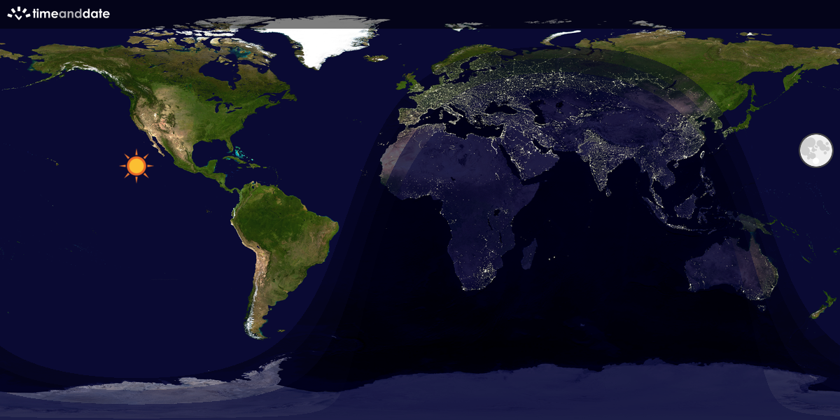 Verdenskart som viser dag og natt 