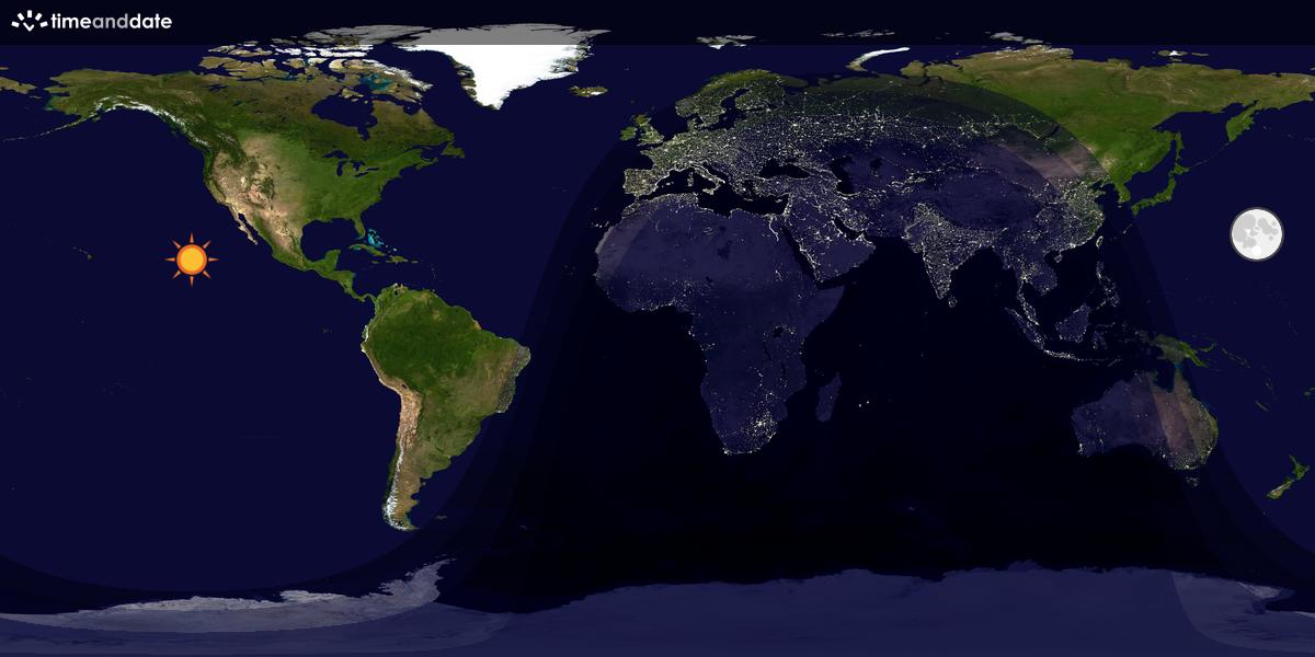 Verdenskart som viser dag og natt 