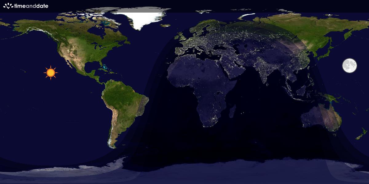 Verdenskart som viser dag og natt 