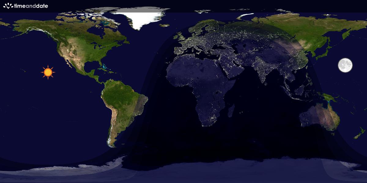 Verdenskart som viser dag og natt 