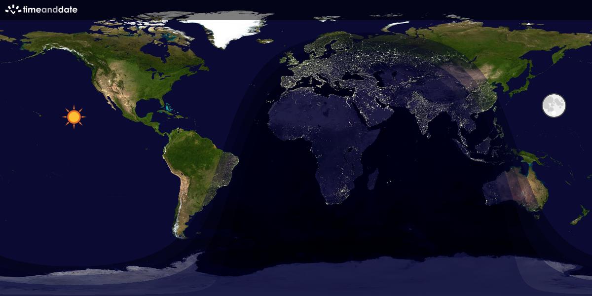 Verdenskart som viser dag og natt 