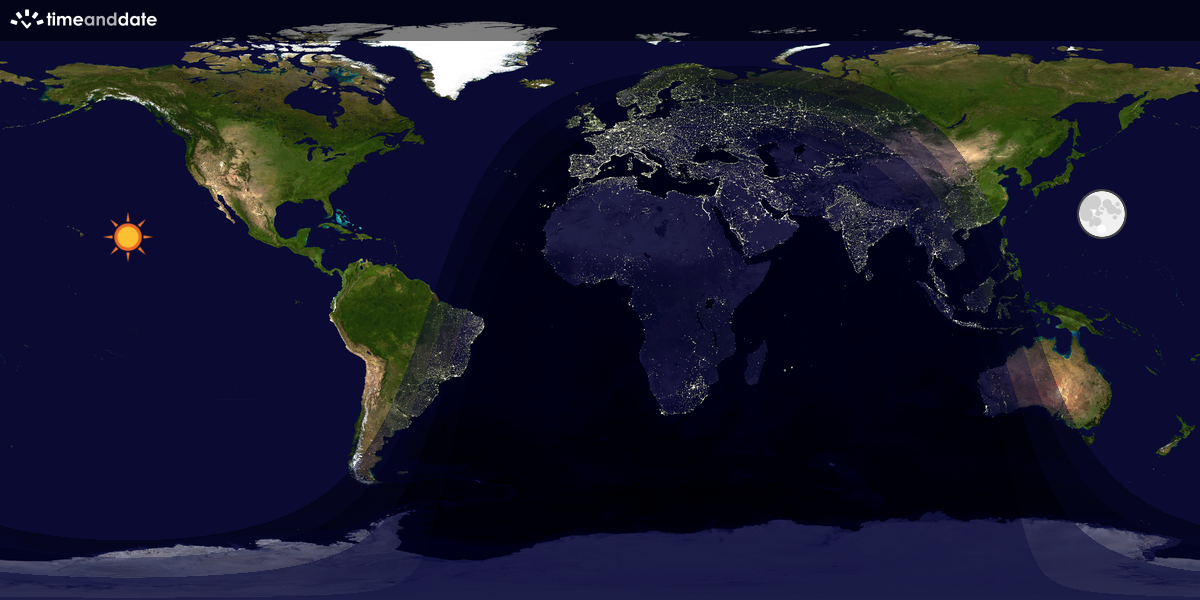 Verdenskart som viser dag og natt 