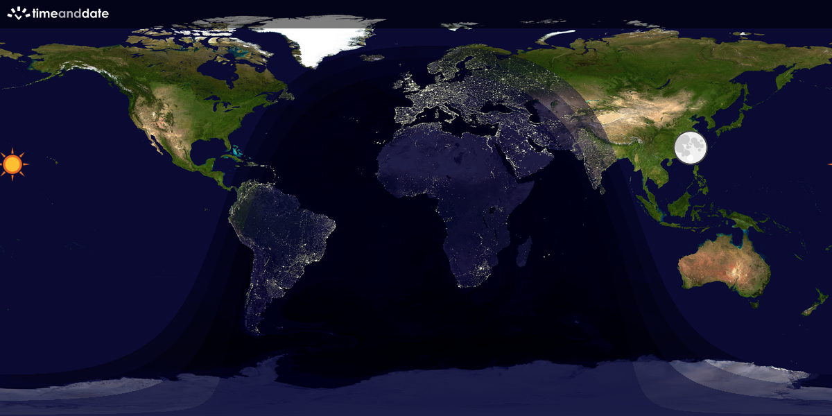 Verdenskart som viser dag og natt 