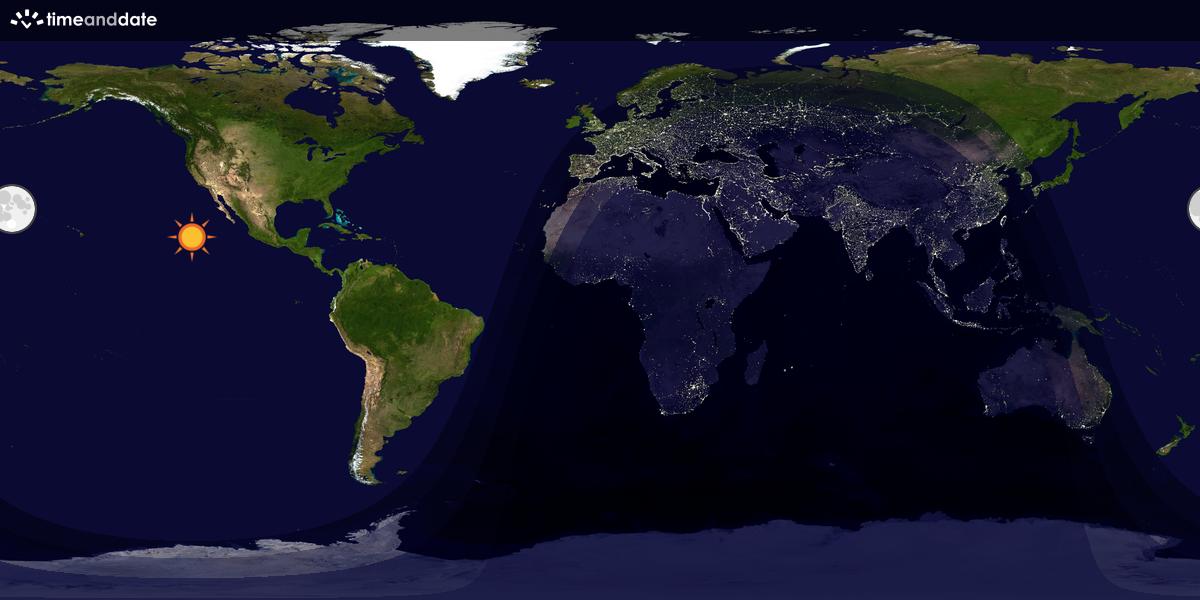 Verdenskart som viser dag og natt 