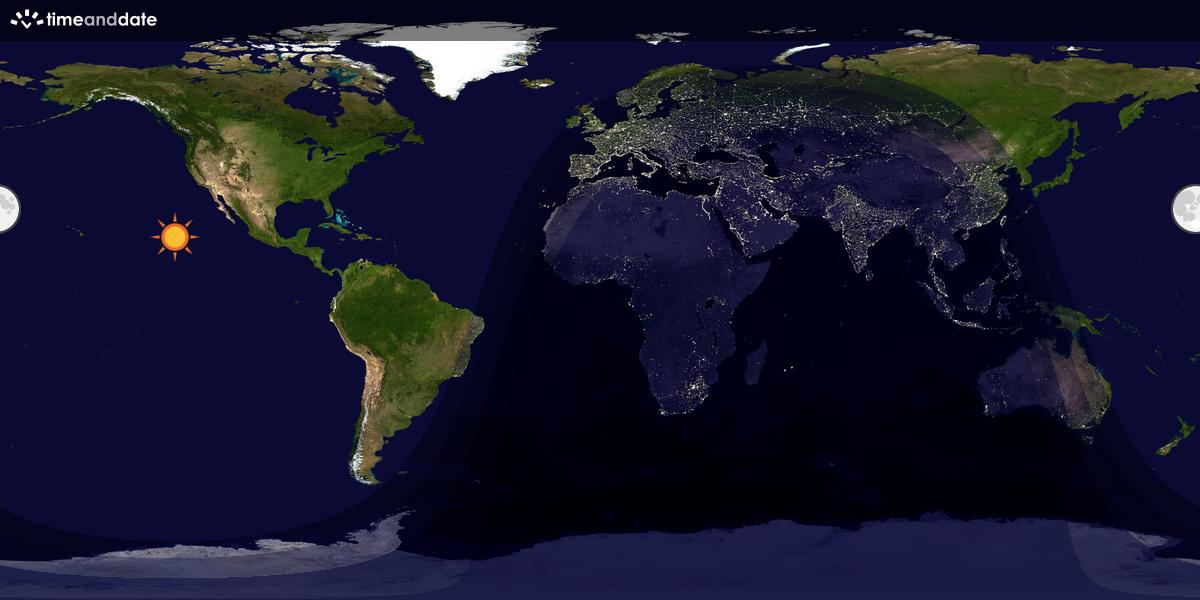 Verdenskart som viser dag og natt 