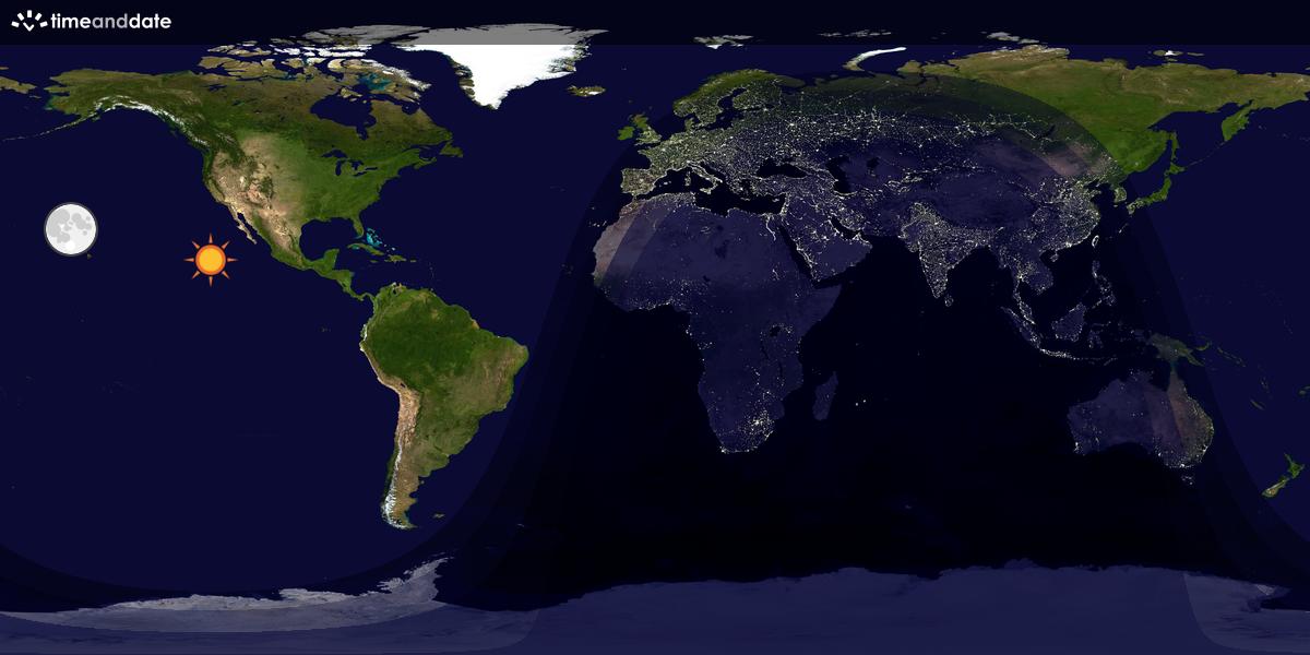 Verdenskart som viser dag og natt 