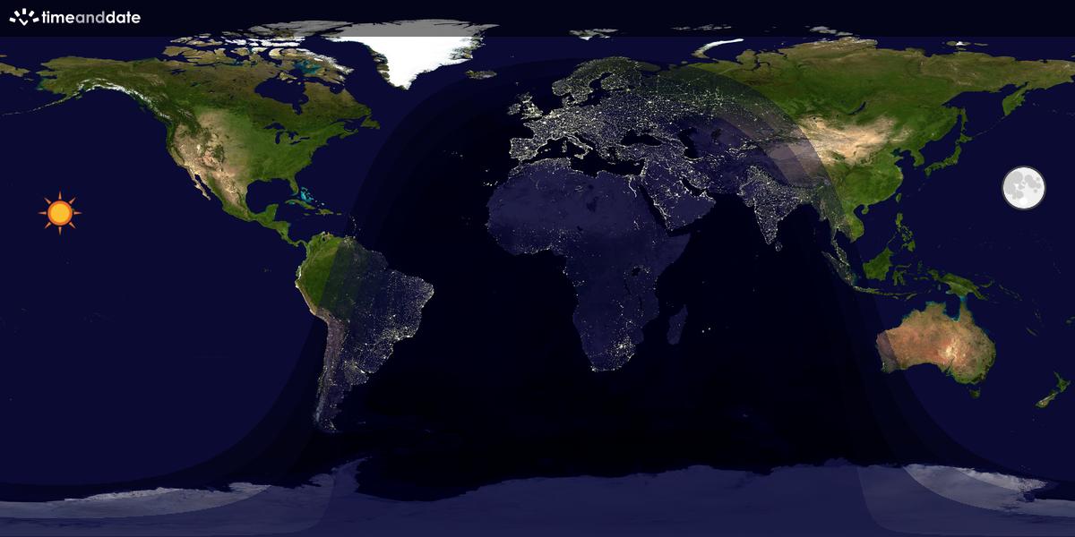 Verdenskart som viser dag og natt 