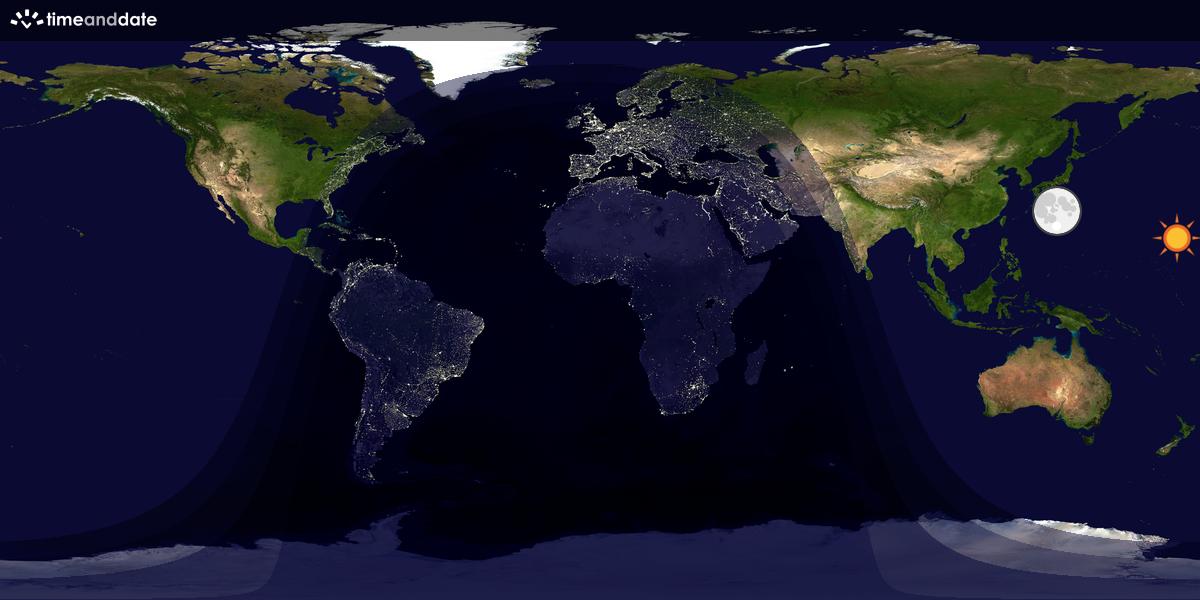 Verdenskart som viser dag og natt 