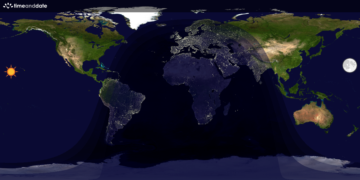 Verdenskart som viser dag og natt 
