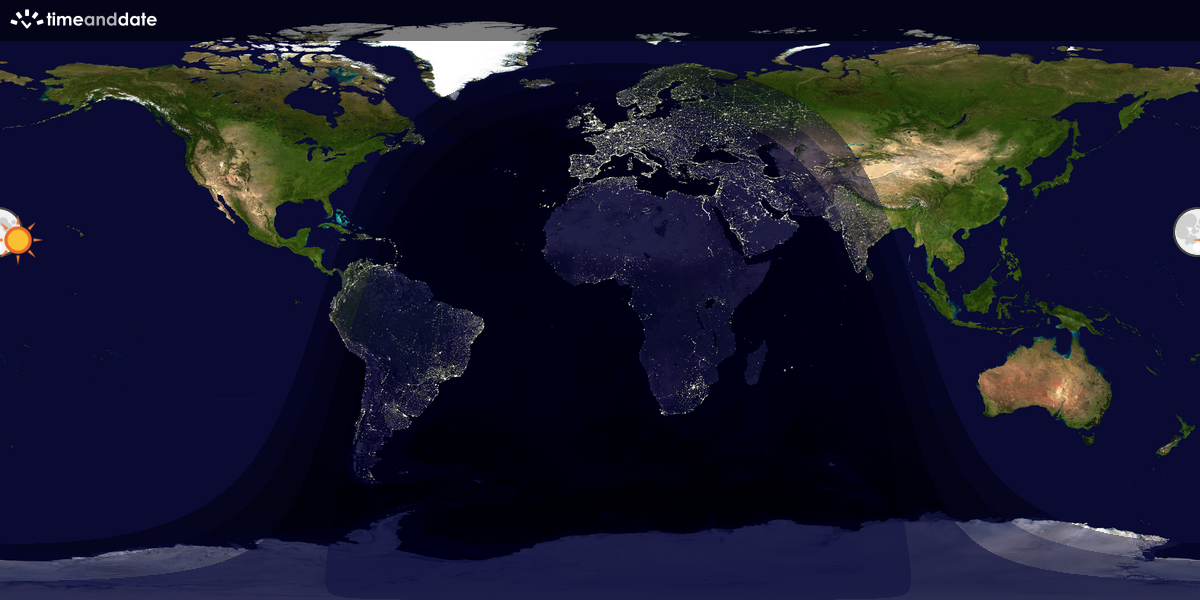 Verdenskart som viser dag og natt 