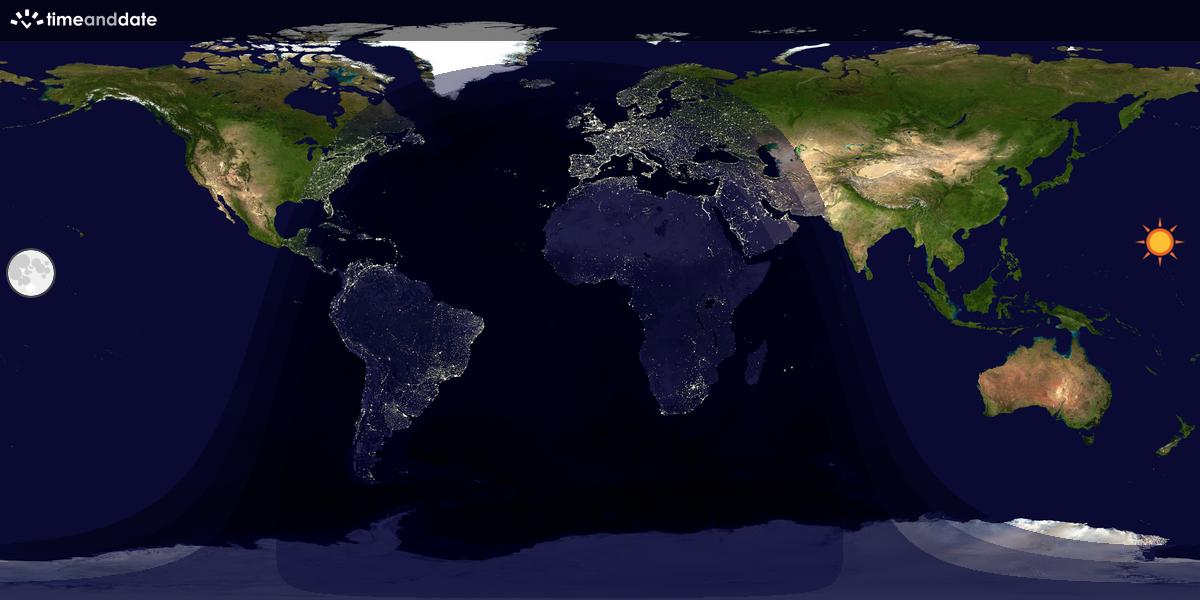 Verdenskart som viser dag og natt 