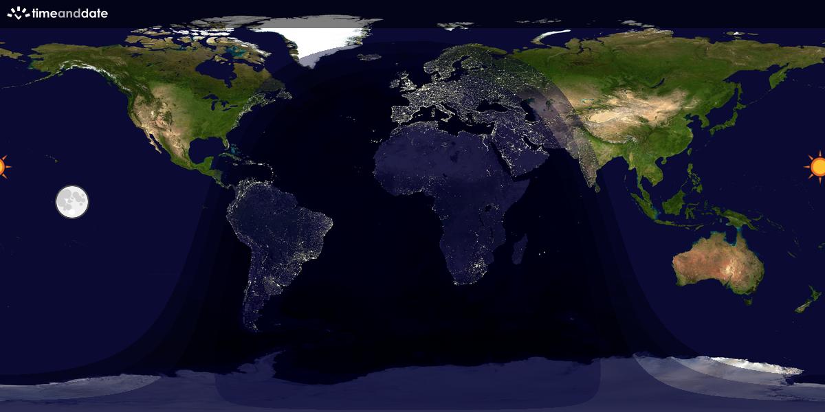 Verdenskart som viser dag og natt 