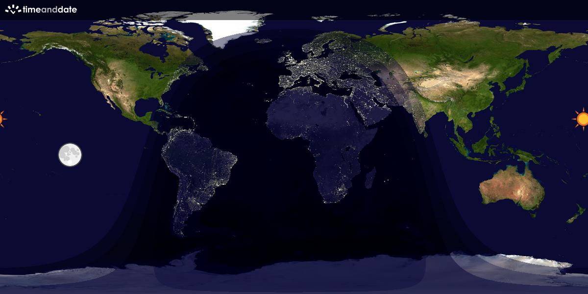 Verdenskart som viser dag og natt 