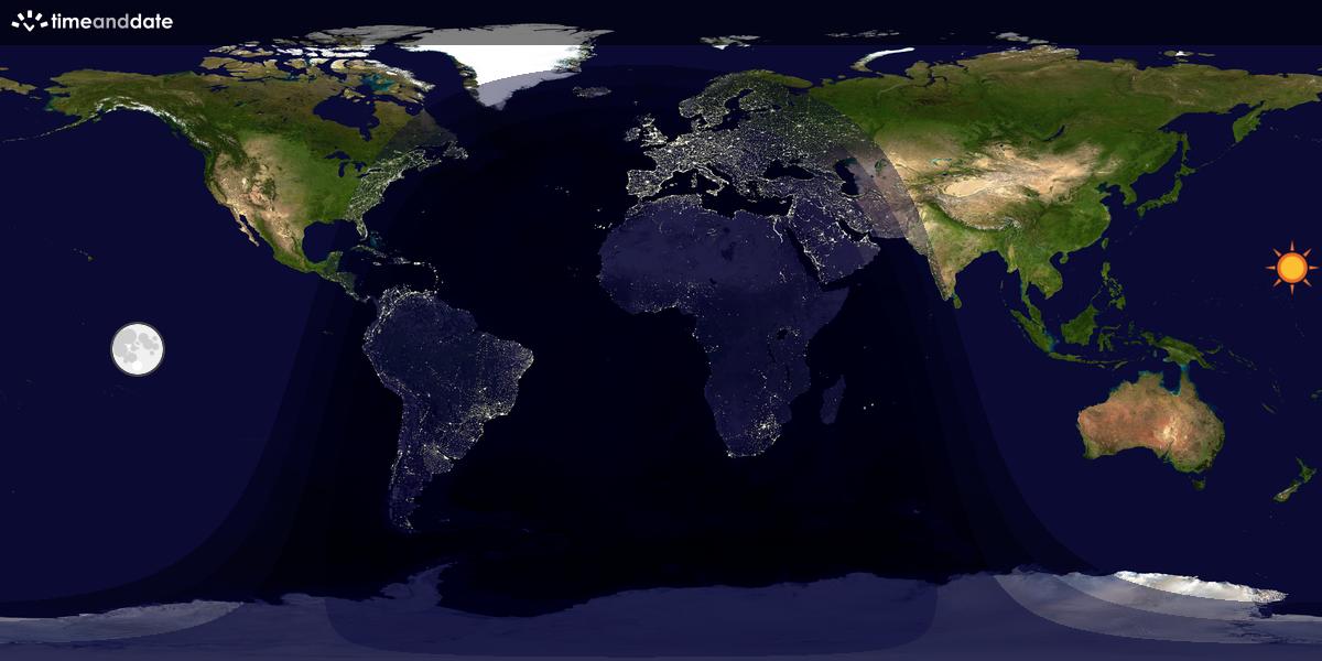 Verdenskart som viser dag og natt 