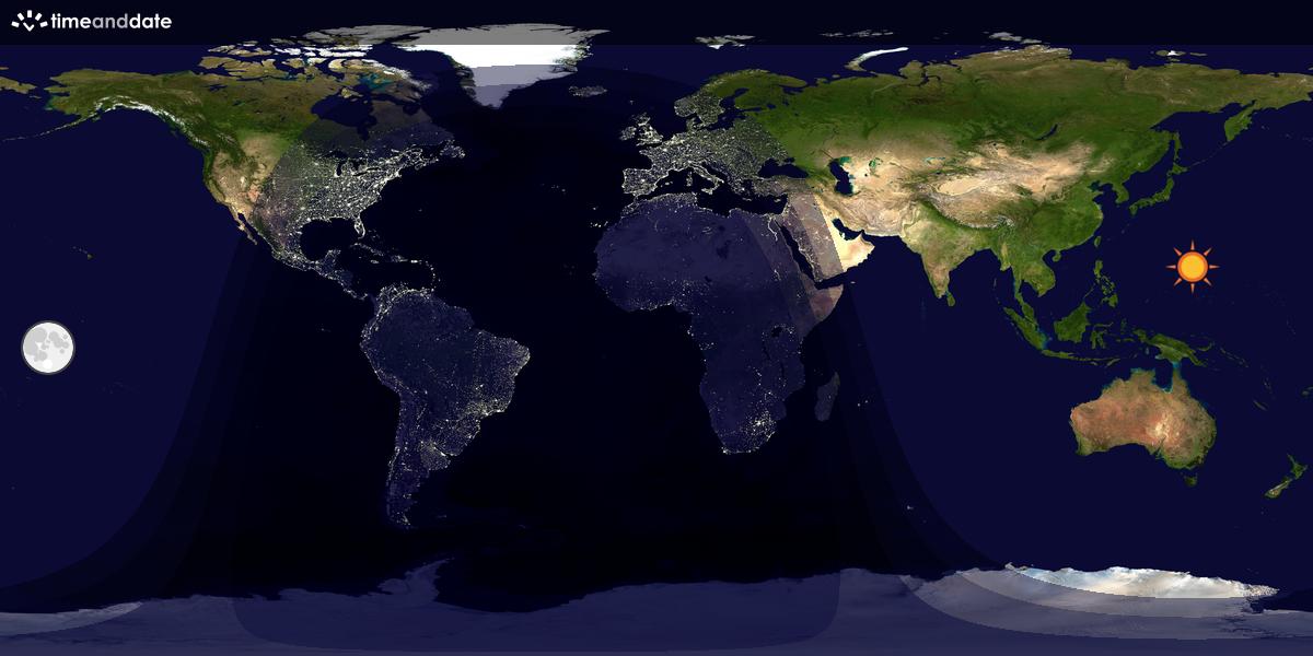 Verdenskart som viser dag og natt 