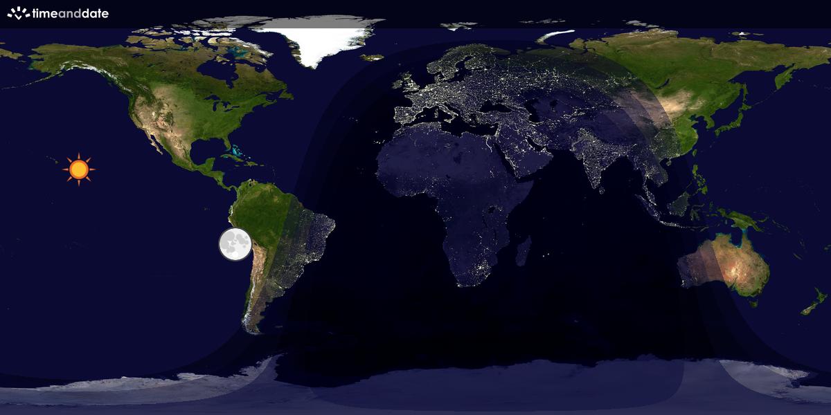 Verdenskart som viser dag og natt 