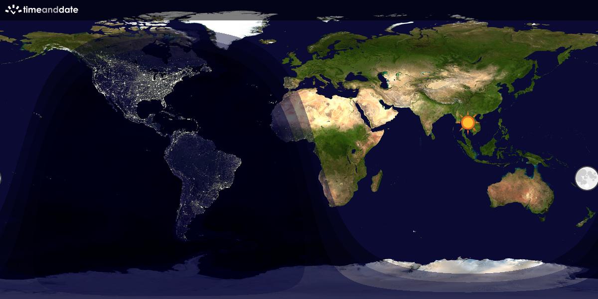 Verdenskart som viser dag og natt 