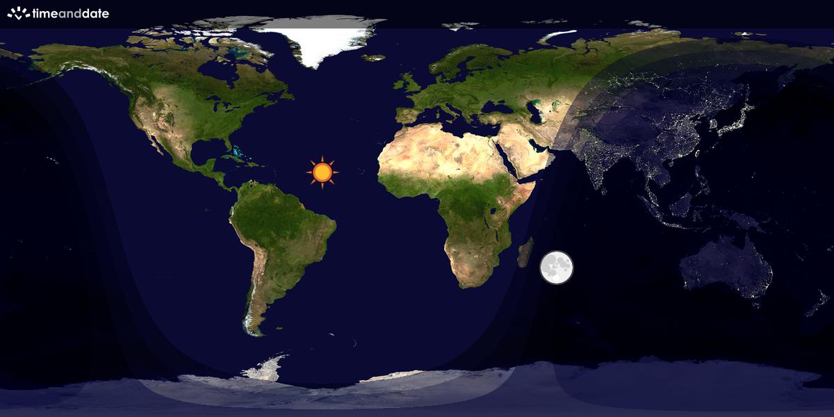 Verdenskart som viser dag og natt 